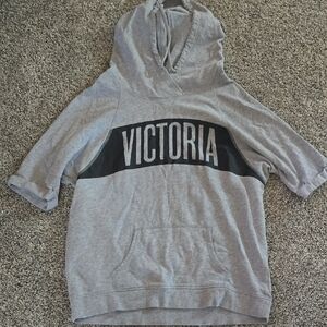 Victoria's Secret Gray & Black Short Sleeve Hoodie Pullover